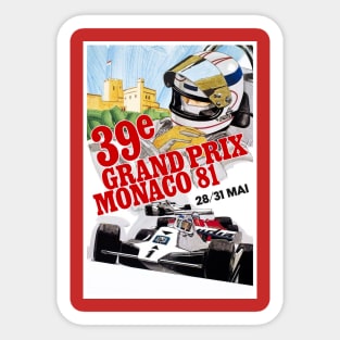 Monaco Vintage 1981 Grand Prix Auto Road Racing Advertising Print Sticker